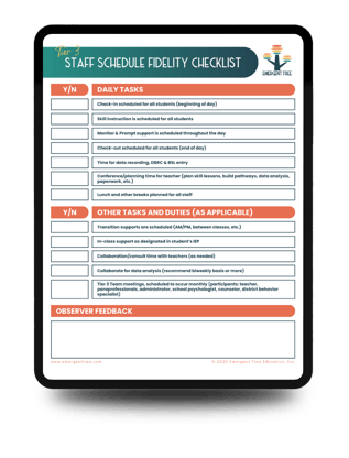 Tier 3 Staff Schedule Fidelity Checklist Mock Up